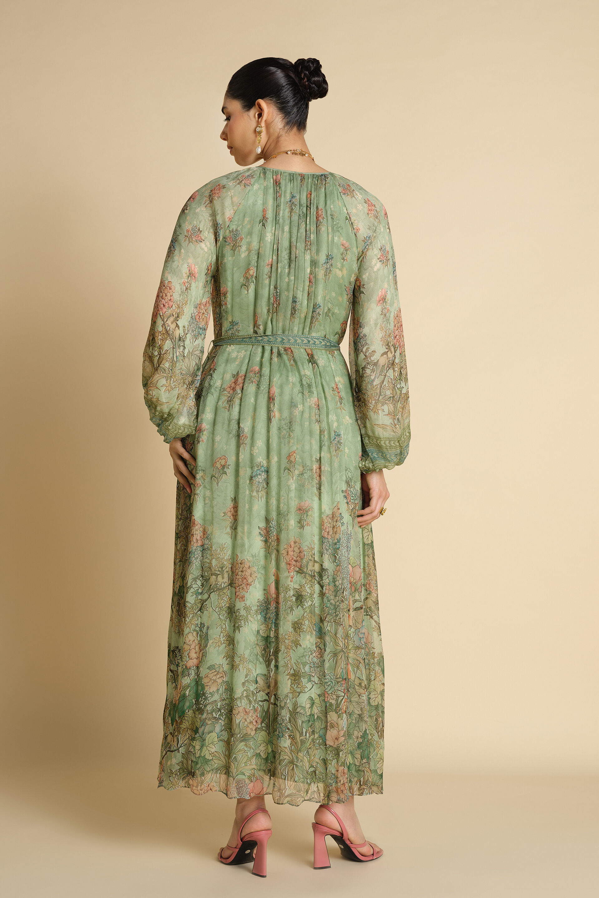 Tayma Printed Kaftan - Sage, Sage, image 2